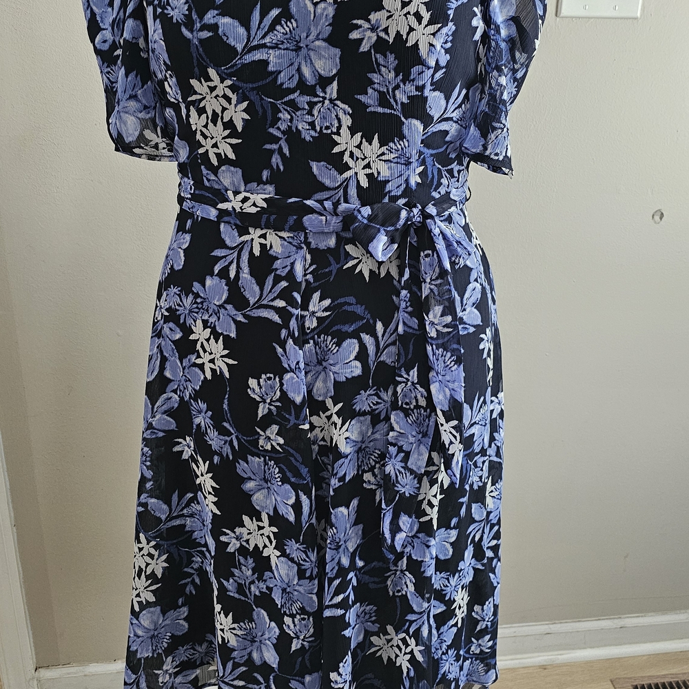 Tommy Hilfiger Blue and White Floral Midi Dress
